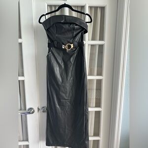 Black Leather Strapless Dress